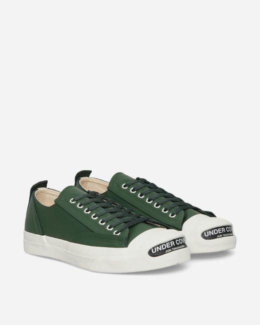 Undercover Green S Toe Logo Leather Sneakers for men