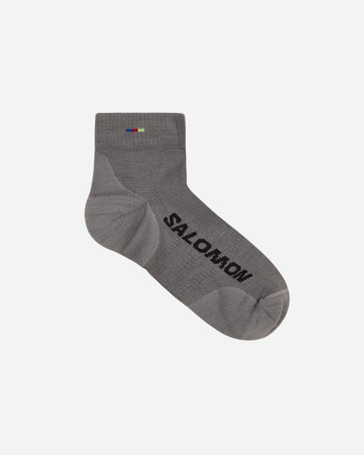 Salomon Gray Sunday Smart Ankle Socks Shark Skin for men