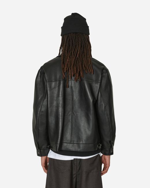 Wacko Maria Black Single Riders Leather Jacket (type-2) for men