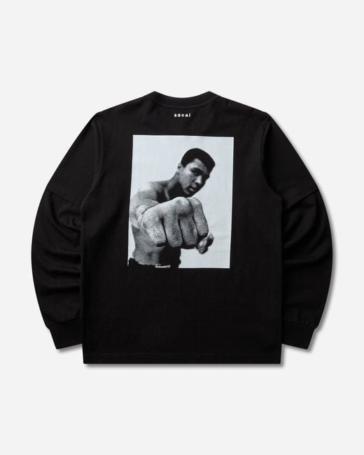 Sacai Black Men S Muhammad Ali Longsleeve T-shirt for men