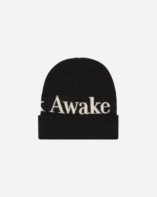 AWAKE NY Black Serif Logo Beanie for men