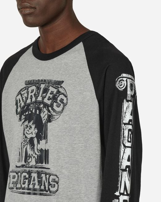 Aries Gray Aged Raglan Baseball Longsleeve T-Shirt for men