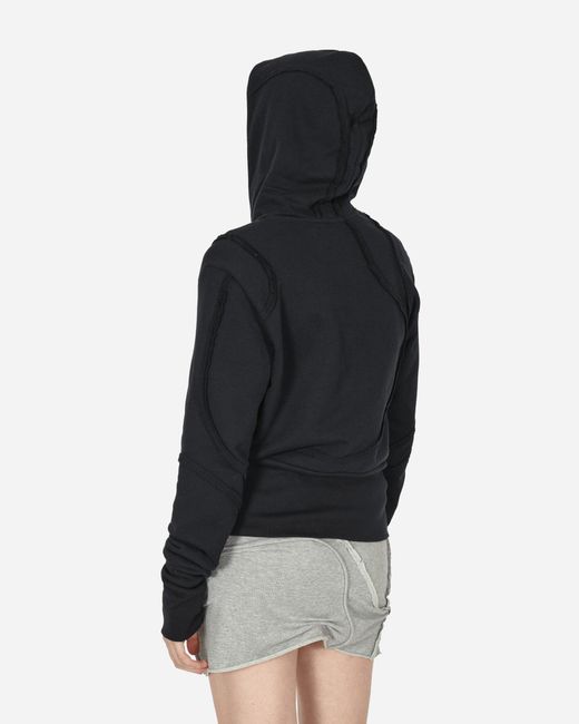 Mainline:RUS/Fr.CA/DE Black Fraying Detail Zip Up Hooded Sweatshirt