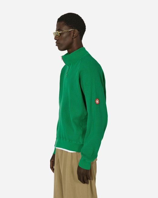 Cav Empt Green Overdye Wide Rib Cut Half Zip Sweatshirt for men