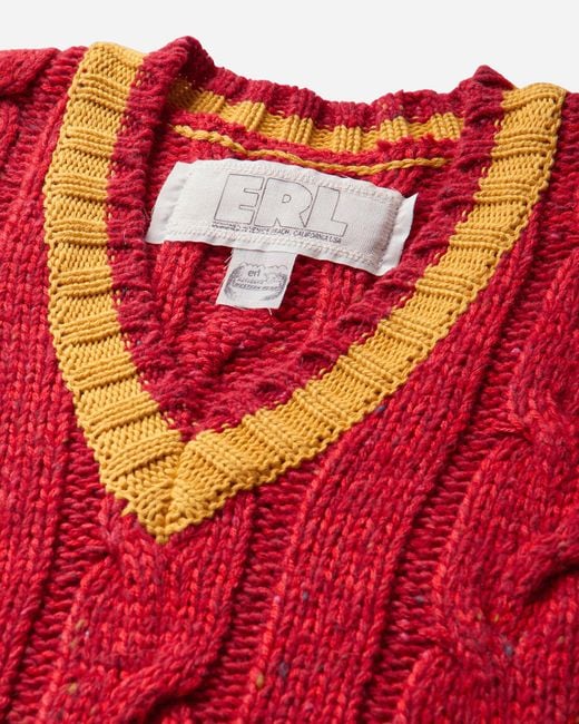 ERL Red Cable Knit Vest for men