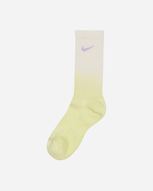 Nike White Everyday Plus Cushioned Crew Socks Yellow / Purple / Cream for men