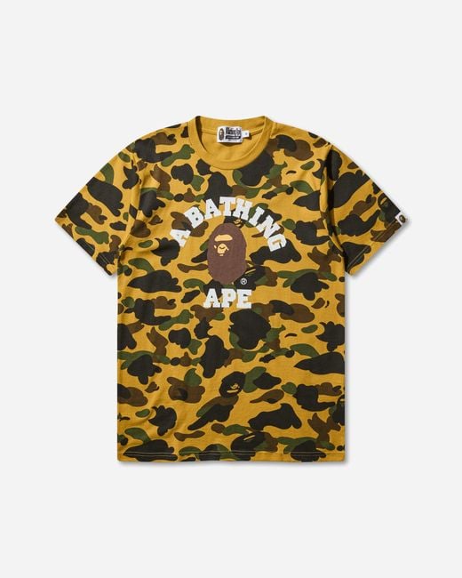 A Bathing Ape Yellow Men S 1st Camo College T-shirt for men