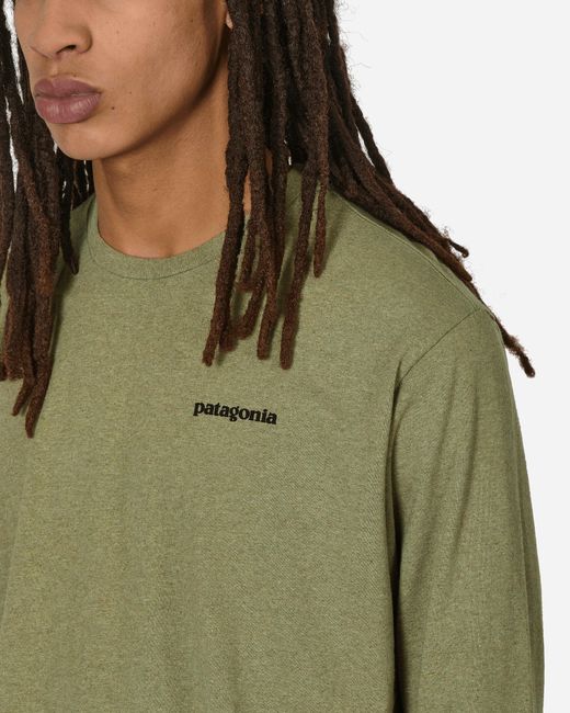 Patagonia Green P-6 Logo Responsibili Longsleeve T-shirt Buckhorn for men