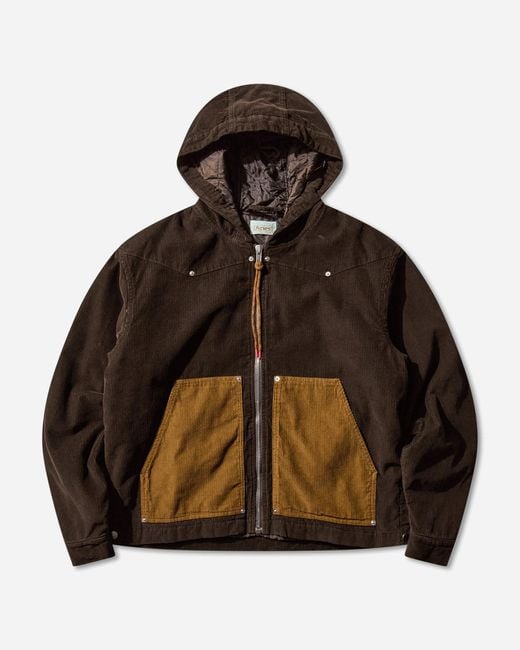 Aries Brown Washed Cord Carpenter Jacket for men