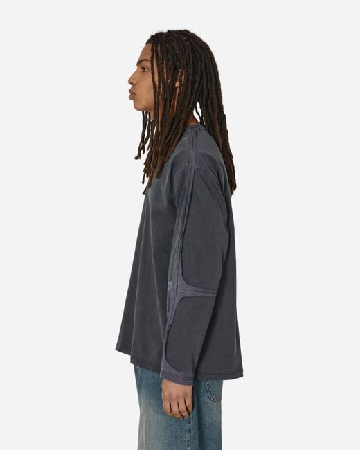 UNAFFECTED Black Raw Edge Cut Longsleeve T-Shirt Dark for men