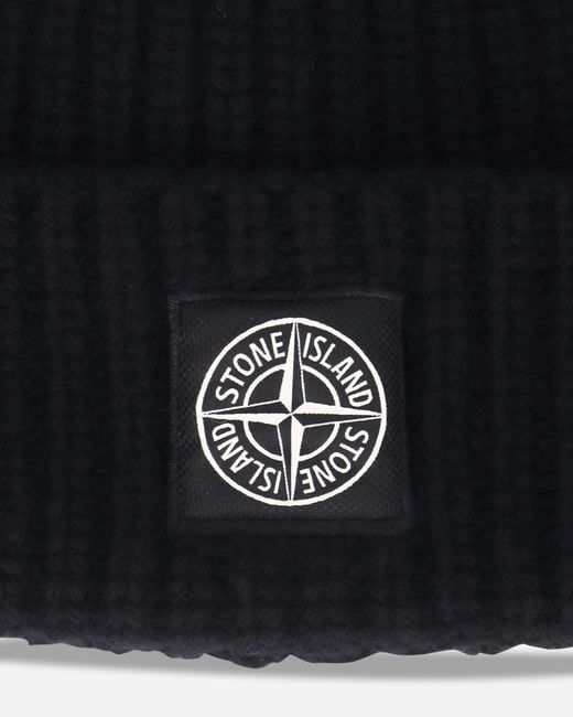 Stone Island Black Light Rws Geelong Wool Beanie for men