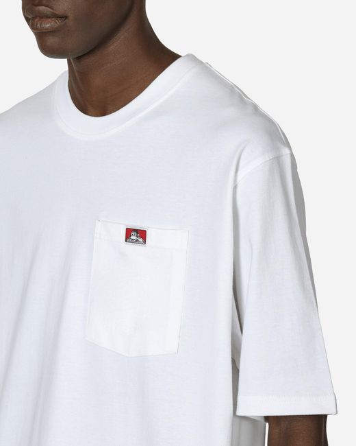 Ben Davis Work Clothes White Heavy Duty Classic Label Pocket T-Shirt for men