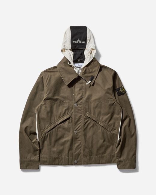 Stone Island Brown Men S Tela Resinata Hooded Jacket Military for men