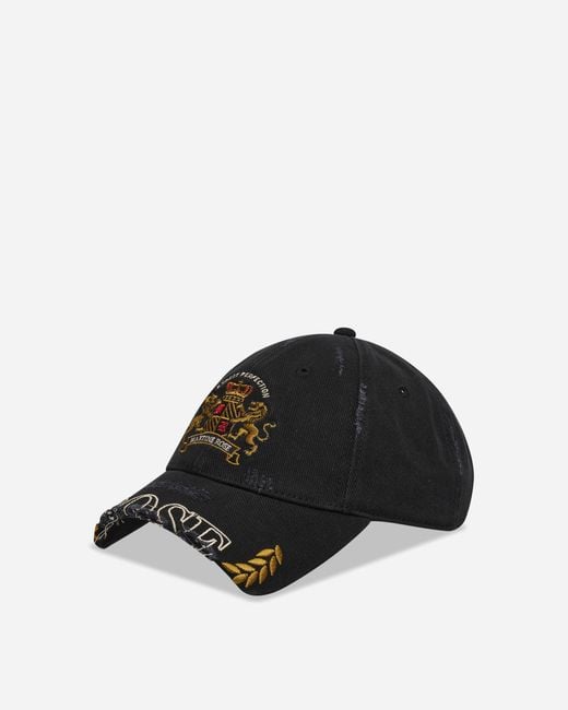 Martine Rose Black Cut Peak Cap Washed for men