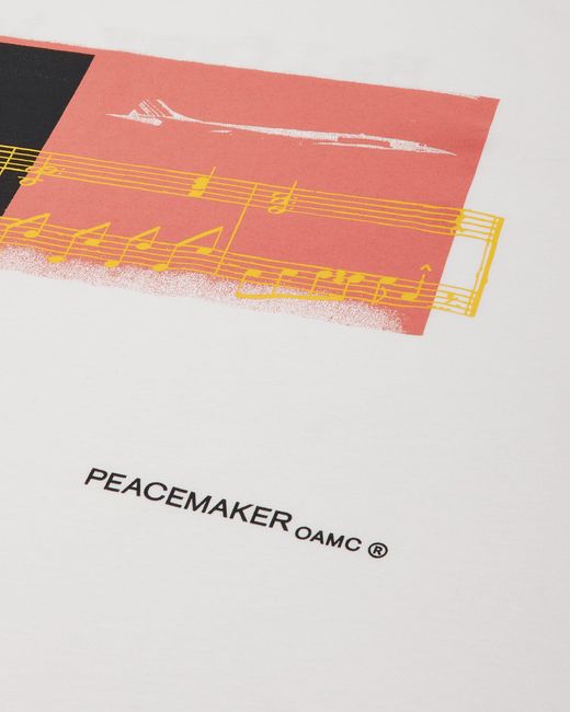 Oamc Peacemaker White Halfway To Nowhere Print Regular Fit T-Shirt for men
