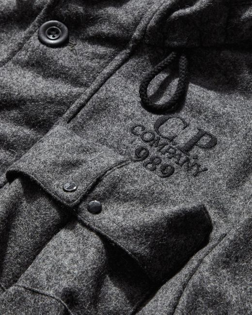 C.P. Company S Shetland Twill Hooded Car Coat Anthracite Melange