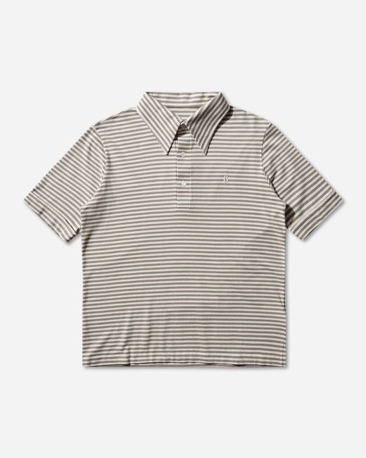 MM6 by Maison Margiela Gray Men S Striped Polo Shirt / Off White for men
