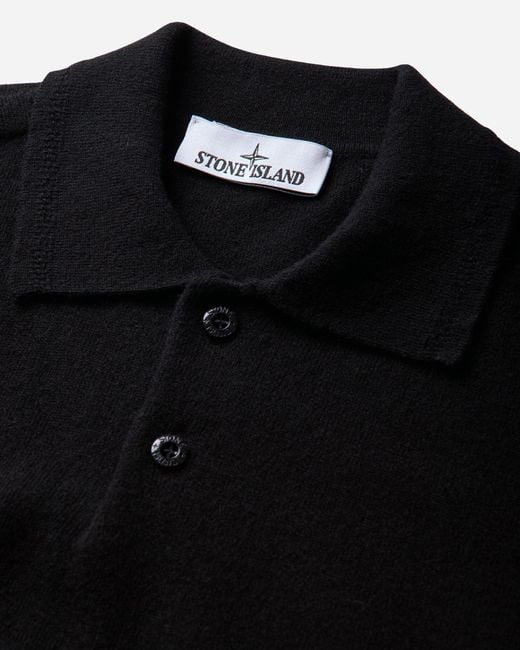 Stone Island Black Men S Rws Geelong Wool Polo for men