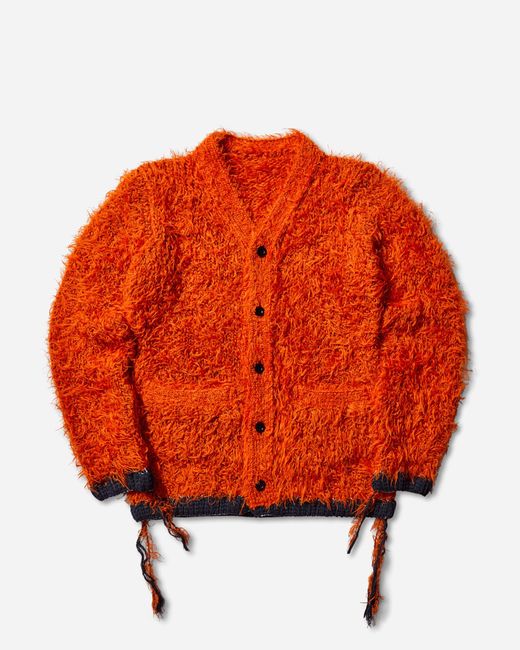 Sacai Orange Men S Furry Knit Cardigan for men