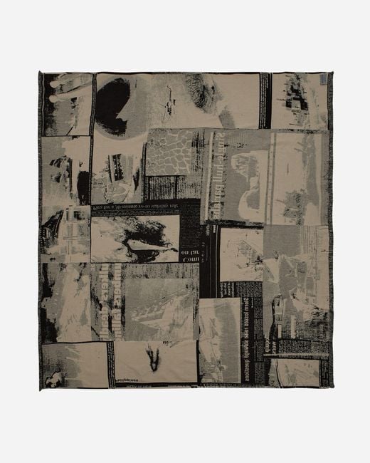 Serapis Black Newspapers Cuts Jacquard Throw for men