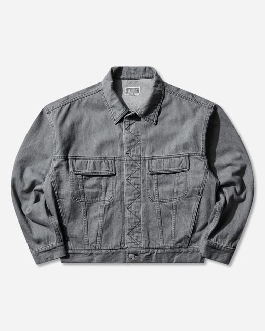 Cav Empt Gray Men S Washed Black Denim Trucker Jacket for men
