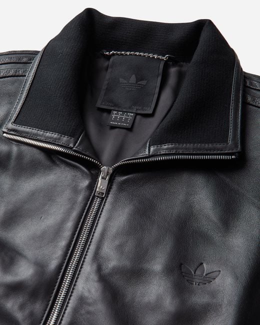 adidas A-type Leather Firebird Track Top in Black for Men | Lyst