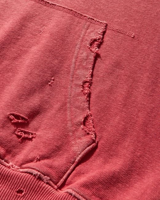 Kapital Red Men S Sweat Knit Thriller Damaged Hoodie (studs) for men