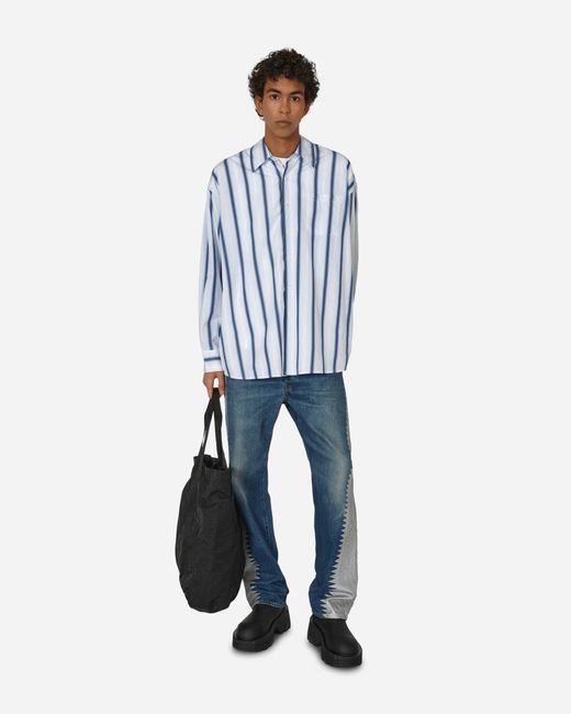 Our Legacy Blue Crypto Stripe Borrowed Shirt for men
