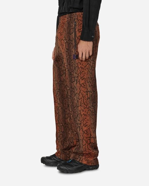Needles Poly Smooth Track Pants Jaquard Python in Brown for Men Lyst