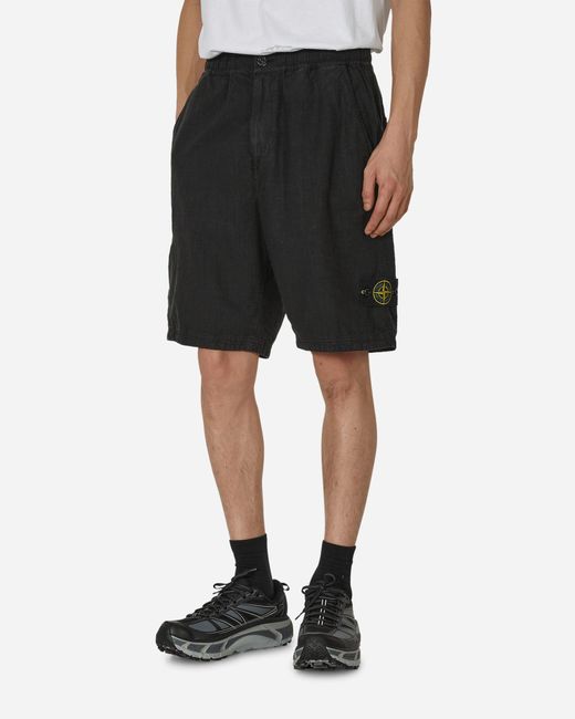 Stone Island Black Lino Nylon Tela-Tc Shorts for men