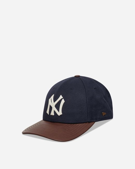 KTZ Blue Yankees Mlb Leather Visor 9forty M-crown Adjustable Cap Dark Brown for men