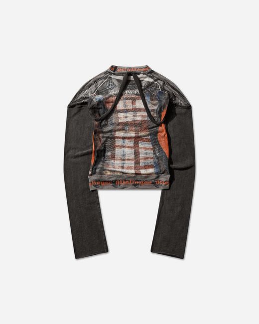 OTTOLINGER Black Women S Mesh Hybrid Longsleeve Top Racing Plaid