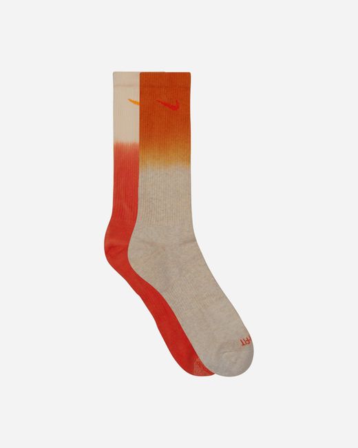 Nike Orange Everyday Plus Cushioned Crew Socks / / Cream for men