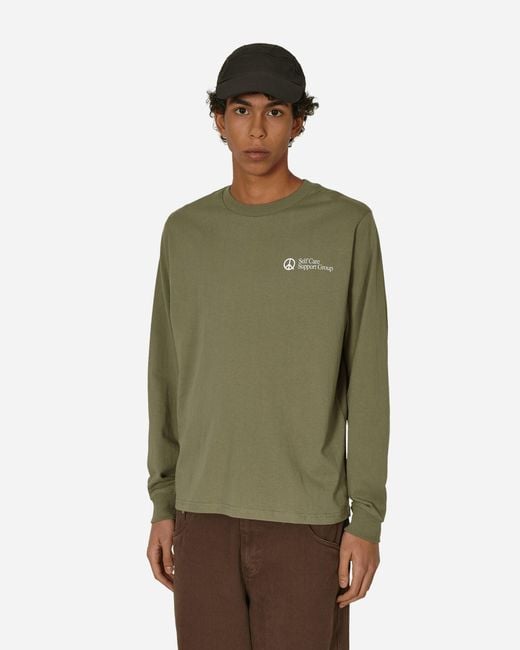 Museum of Peace & Quiet Green Support Group Longsleeve T-shirt Olive for men