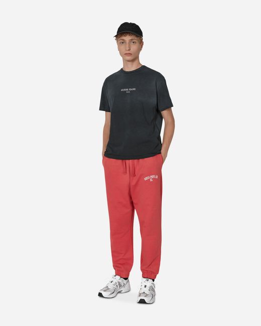Guess Red Washed Terry Sweatpants for men
