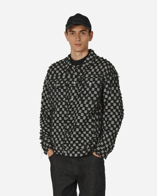 Pleasures Black Curfew Checker Trucker Jacket for men