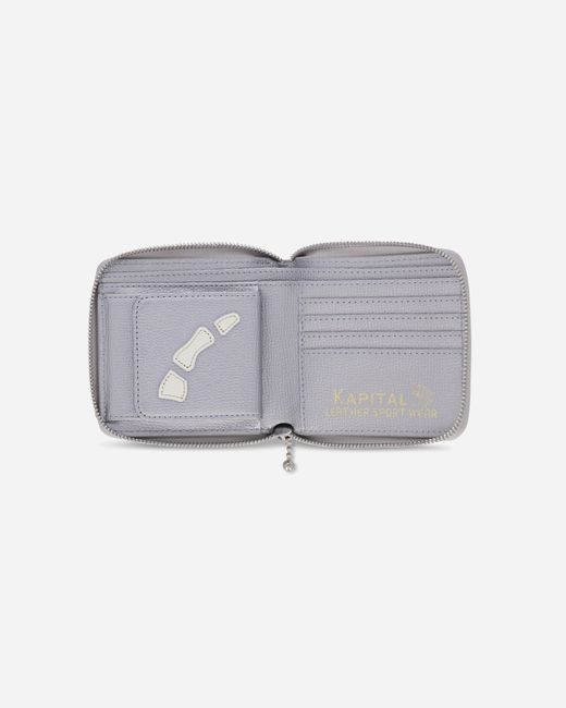 Kapital White Thumb Up Bone Band Zip Wallet Silver for men