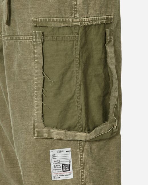 Maison Mihara Yasuhiro Green Cotton Satin Cargo Trousers Khaki for men