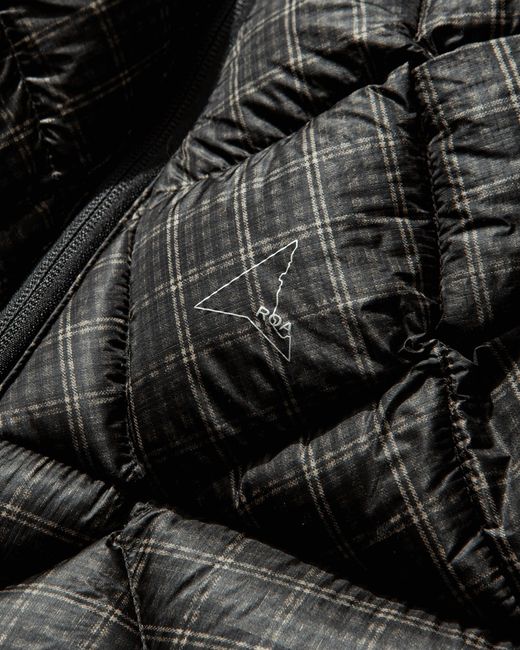 Roa Black Men S Nuna 600 Fill Power Printed Check Hooded Down Vest Anthracite for men
