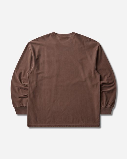 Carhartt Brown Loose Pocket Longsleeve T-Shirt Tobacco (Garment Dyed) for men
