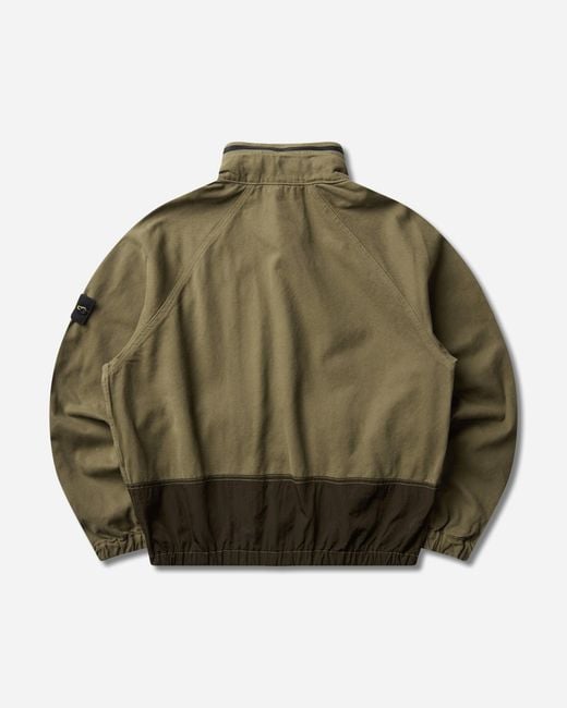 Stone Island Green S Organic Panama Cotton + Nylon Overshirt Military for men