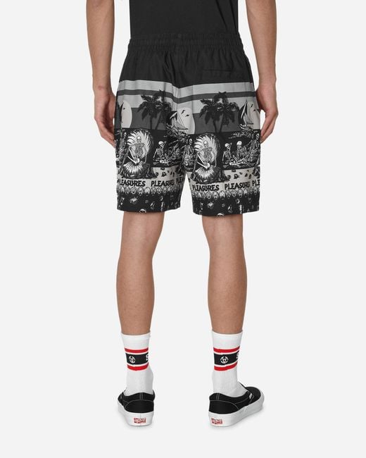 Pleasures Black Beach Shorts for men