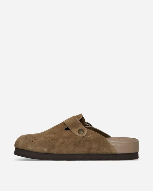 Needles Brown Suede Clog Sandals Taupe for men