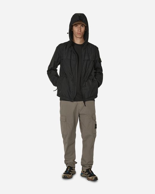 Stone Island Black Garment Dyed Crinkle Reps R-ny Hooded Jacket for men