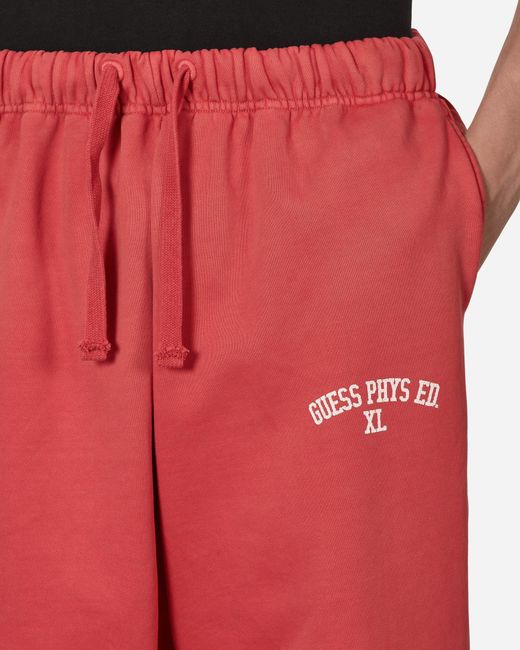 Guess Red Washed Terry Sweatpants for men