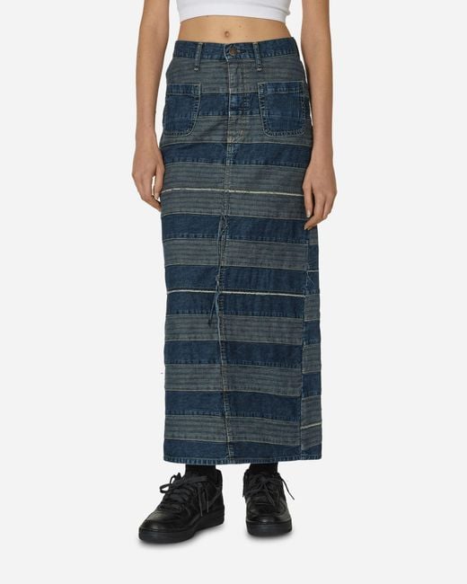 Hysteric Glamour Blue Scratch Long Denim Skirt Indigo