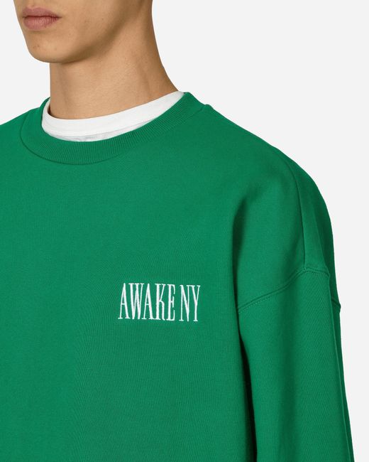 AWAKE NY Green Logo Crewneck Sweatshirt for men