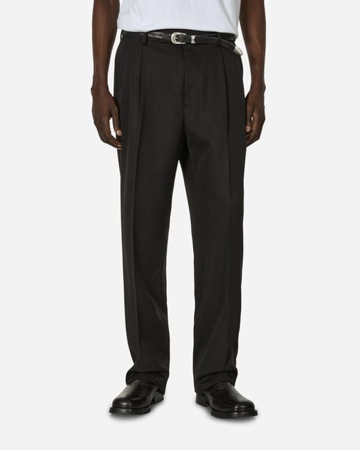 Wacko Maria Black Dormeuil Double Pleated Trousers for men