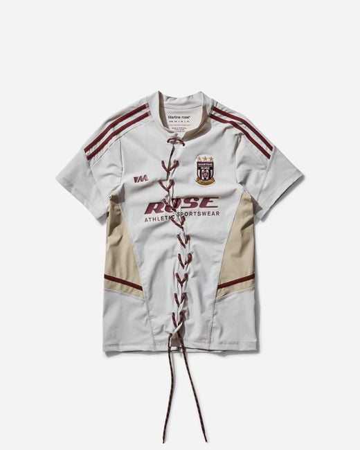 Martine Rose Gray Women S Lace Up Football Top / Burgundy