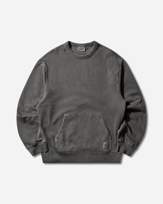 Carhartt Gray Torion Pocket Crewneck Sweatshirts (Grind Washed) for men